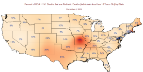 Percent of USA Pedriatic Deaths by State 20091204.png