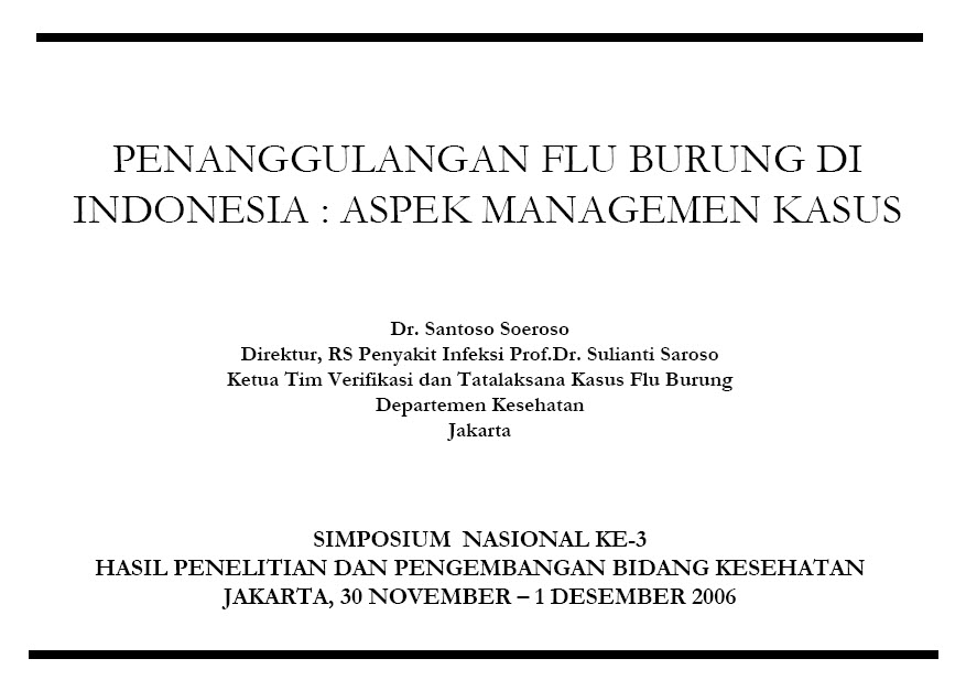 Responding To Bird Flu In Indonesia Aspects Of Case Management