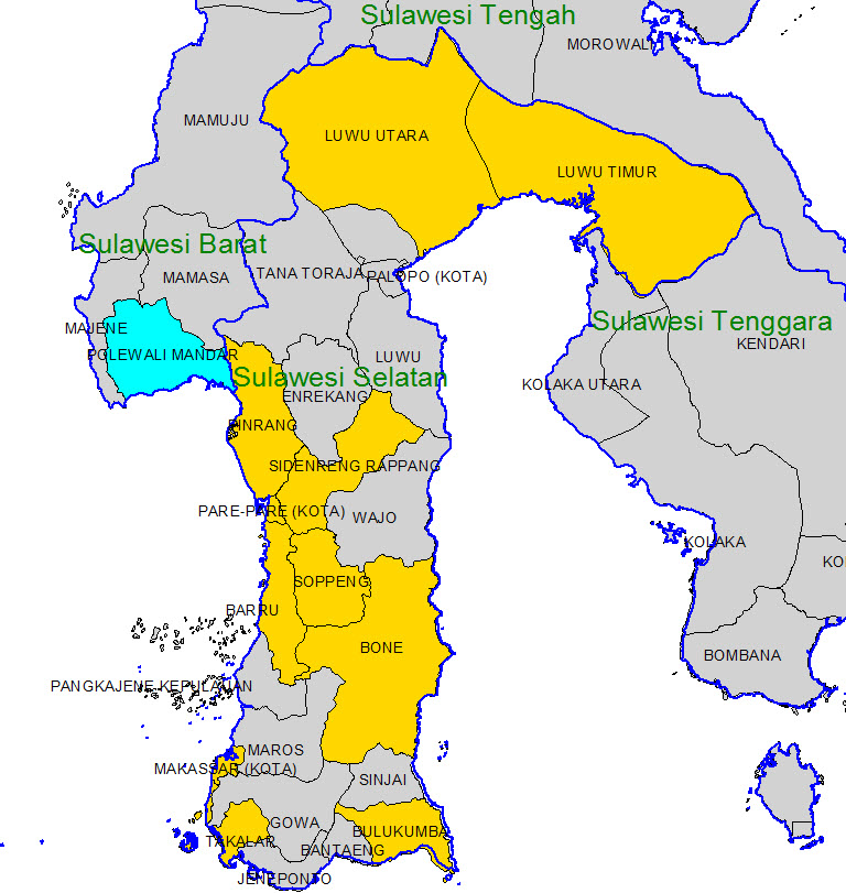  Map  12 Regencies on Sulawesi  Island Indonesia with 