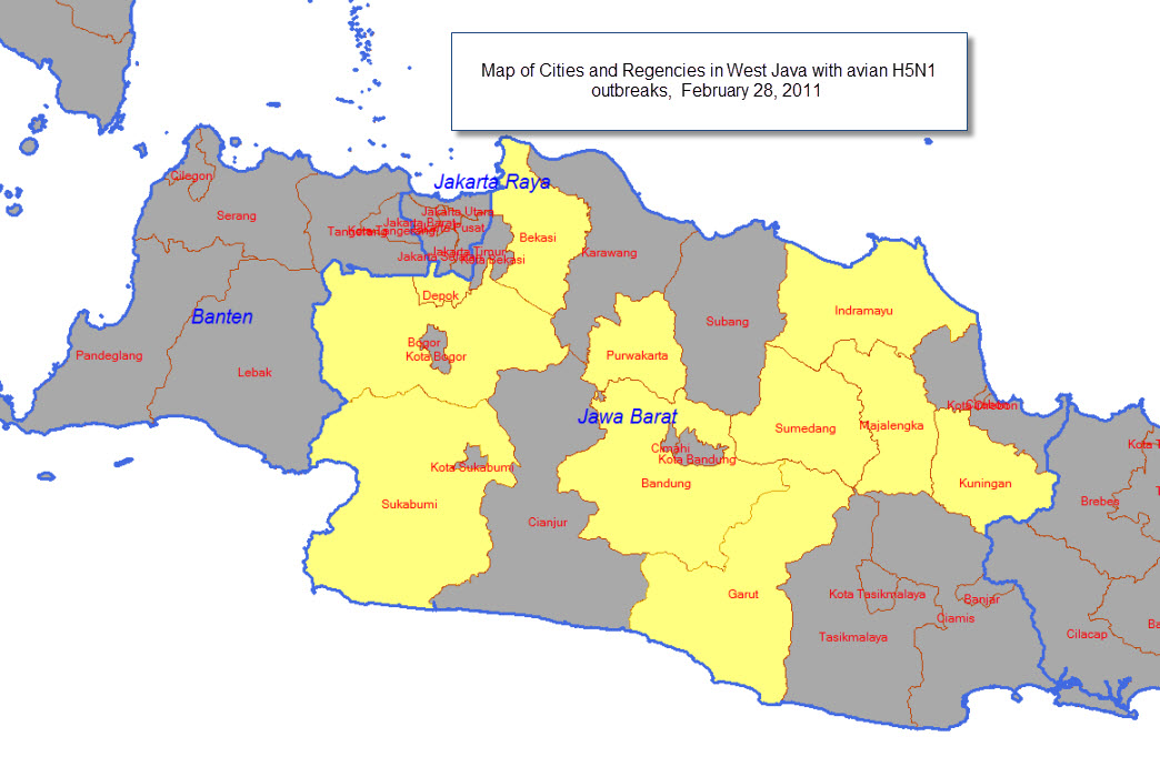 Map Avian H5n1 Poultry Outbreaks West Java Indonesia