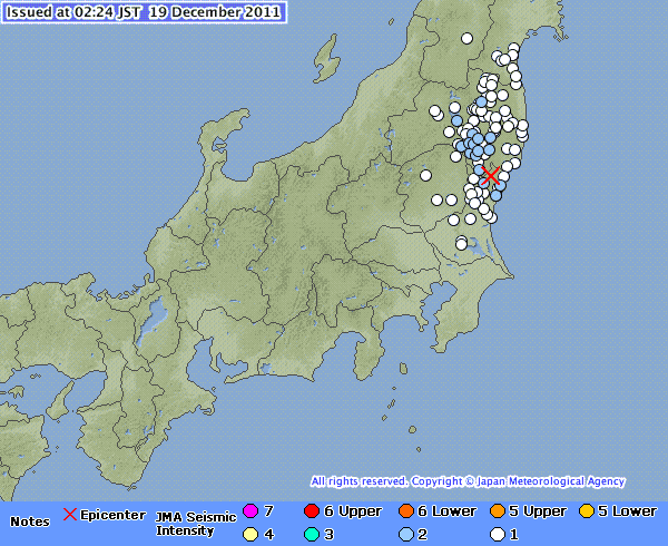 Japan Earthquake 02 20 Jst 19 Dec 2011 36 8n 140 6e 20 Km M4 2 Ibaraki Ken Hokubu Flutrackers News And Information