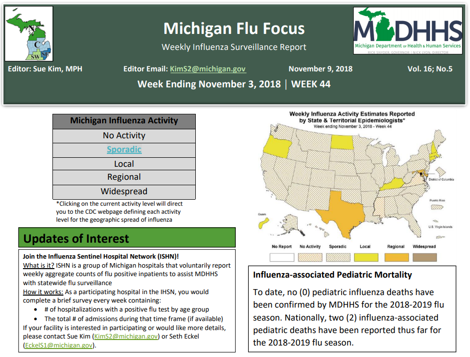 Michigan Influenza 2018 19 4 Fatalities 2 Pediatric